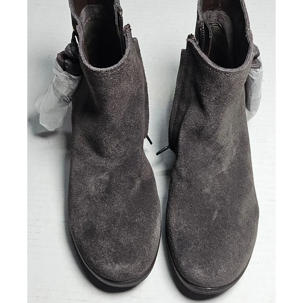 Vaneli Sport Dommie Brown Suede Ankle Boots Side Zip Wedge Booties‎ Womens 6M